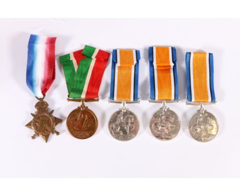 Mercantile Marine War Service medal of Mark T Hardy, a WWI Mons 1914 star of 2181 Private G Vessie of the 2nd Royal Highlande