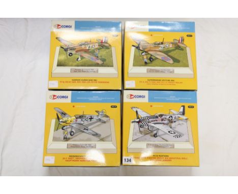 Four Corgi 50th anniversary 1956-2006 1:72 scale diecast model aircraft including AN31919 Supermarine Spitfire mk1 no74 squad