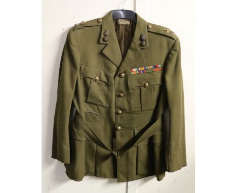 British Army dress uniform jacket having Widman and Dodd of Ruskin House Birmingham label "6D253 Maj Harper-Shove 18/2/44" wi