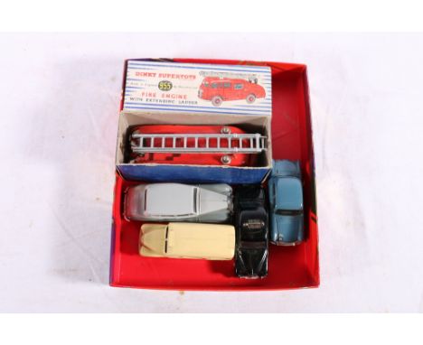 Diecast model vehicles including Dinky Toys 955 Fire Engine with extending ladder boxed, Dinky Toys 253 Daimler ambulance, 15