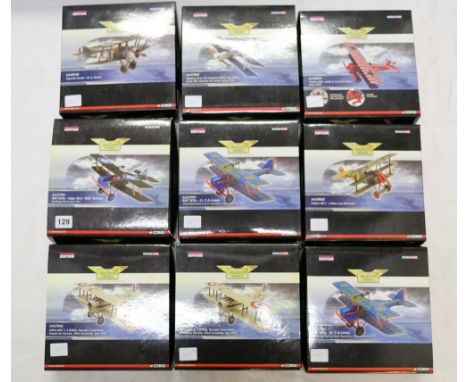 9 Corgi The Aviation Archive 1:48 scale aeroplane models including two AA37902 SPAD XIIIC (S504) George Guynemer, French Air 