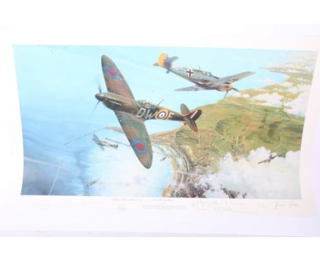 ROBERT TAYLOR&nbsp;The Battle For Britain&nbsp;Print, pencil signed limited edition 64/300, image size 40cm x 74cm, sheet siz