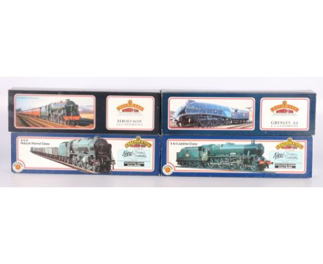 Four Bachmann Branchline OO gauge model railway locomotives including 31-200 4-6-0 tender locomotive 45528 BR black, 31-951 4