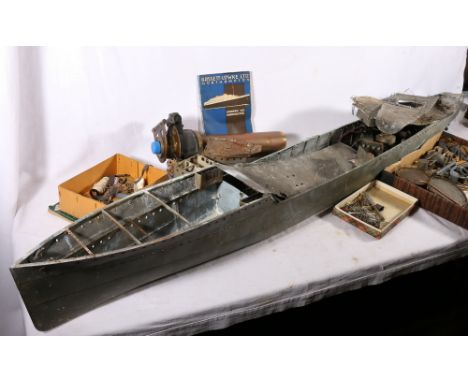 Large scale model boat possibly a British Warship in the manner of Bassett Lowke, 158cm long together with a Bassett-Lowke Sc