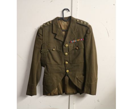 British Army dress uniform jacket with St Andrew on the cross Scottish type buttons by Gaunt and Son of London, epaulette sta