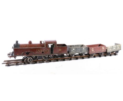 Marklin of Germany (gauge 1) 2-4-4 electric locomotive 2000 maroon with early Gebr Märklin and Cie mark, 44cm long, with wago
