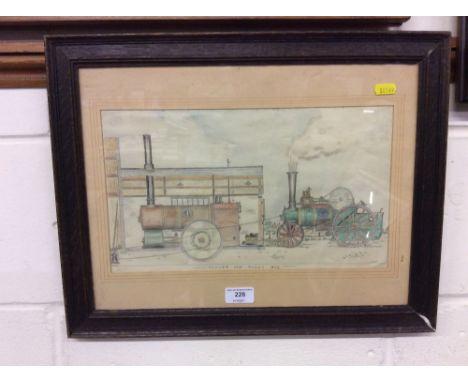 A sketch of steam tractor, Fowler and Robey, initialled E.J.F
