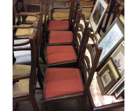 Four oak ladder back dining chairs 