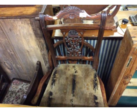 A stick and wheel back carver chair; and a late Victorian nursing chair  