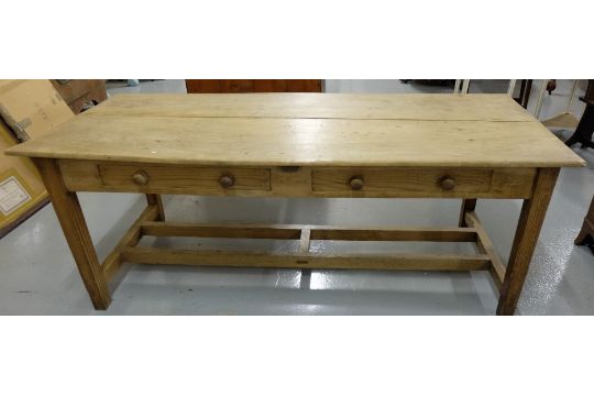 Long Farmhouse Pine Refecry Table With Two A Drawers On Long Farmhouse Pine Refecry Table With