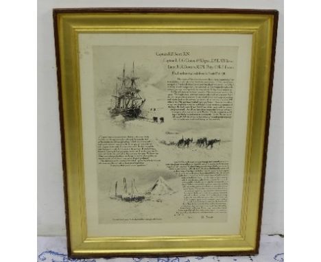 “Scott, The South Pole Adventurer”, boxed frame print, extracts from Captain Scott’s diary, 23” x 28”h