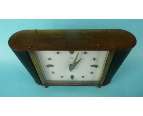 Winston Churchill: a Smiths clock with personal inscription relating to the family of Sir Winston Churchill having hand wound