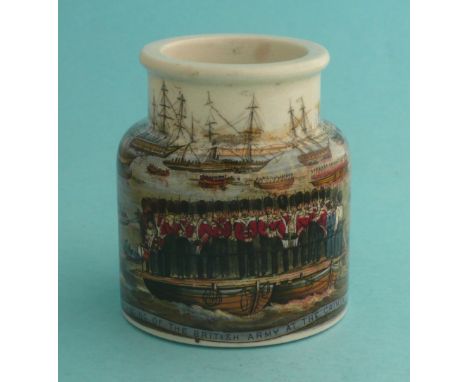 Landing of the British Army at the Crimea (73) (prattware, pot lid, potlid) 