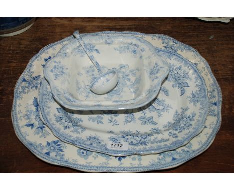 A large Asiatic pheasant Meat Dish, a smaller one, Vegetable Dish and Ladle 