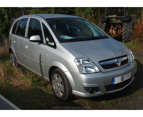 A 2010 Vauxhall Meriva Club + A/C., 1364cc, petrol in "Star Silver", First registered 25/05/2010, 11,800 miles showing, Mot'd