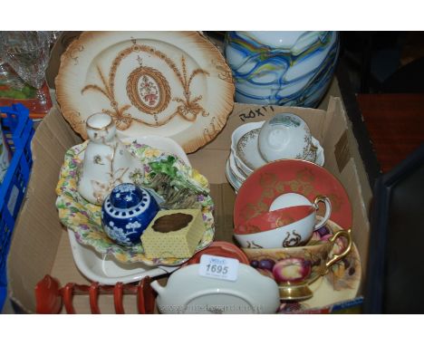 A quantity of china including two Aynsley cabinet cups and saucers, Carltonware toast rack and preserve pot, Egersund (Norway