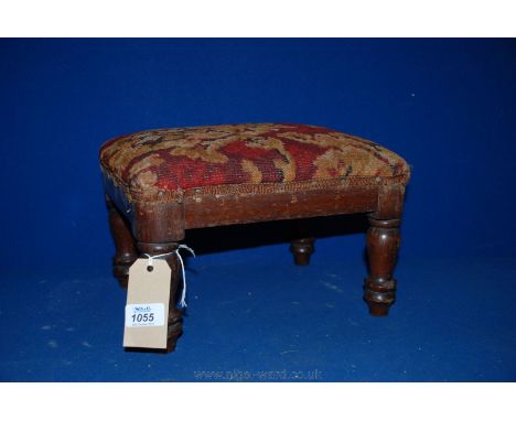 A Victorian Mahogany tapestry Footstool