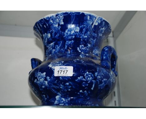 A modern twin handled blue and white Ceramic Planter