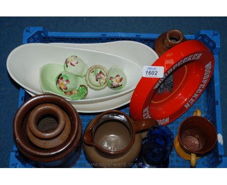 A quantity of china including Carltonware dish and condiments, stone ware pots and jug etc.