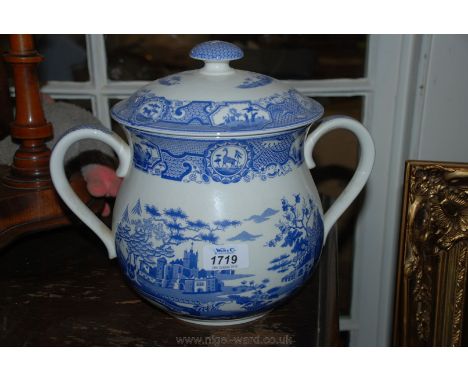 A limited edition, blue and white ''Spode Signature Collection'' Porringer decorated with a Gothic castle scene, no. 227/1500