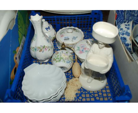 A quantity of trinket Pots, bud Vase, Atomizer, etc. including Aynsley 'Wild Tudor' and 'Little Sweetheart', six scallop Dish