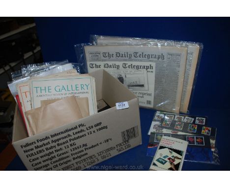 A quantity of loose Stamps, Observer's Book of Postage Stamps, first day covers, empty leaves, reproduction Newspapers, 1930'