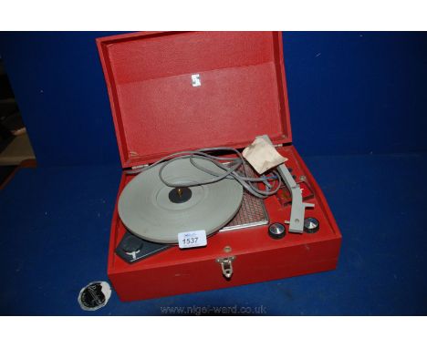 A red vintage Portadyne Record Player 