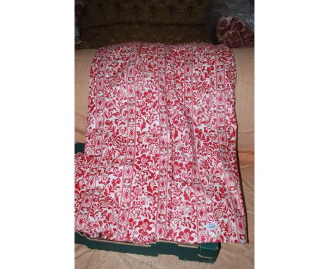 Two sets of red patterned Curtains by Barbary and Swabey.  48'' wide x 42'' drop, and 48'' wide x 46'' drop