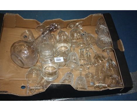 A box of Glass including Sherry Decanter and various drinking glasses.