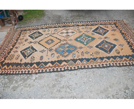 An antique hand woven Persian Tribal Kelim Carpet, 7ft x 5ft 2ins.