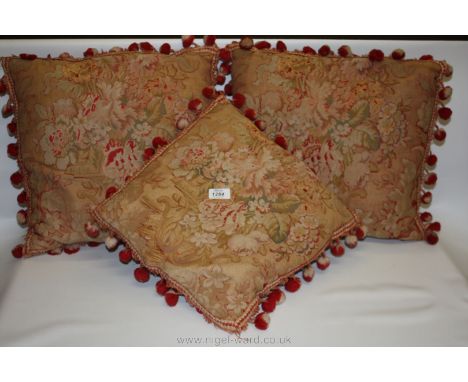 A suite of 3 attractive antique tapestry cushions.