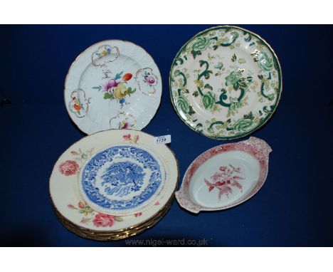 A quantity of plates including Meissen (as found), Masons, Spode, Seaforth, etc.