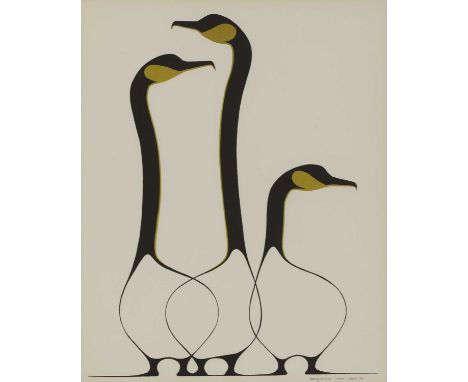Benjamin Chee Chee (Canadian, 1944-1977)'Friends'lithograph printed in colours, signed and dated within the plate, on wove pa