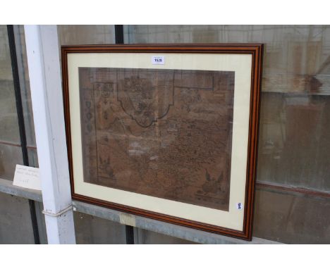 A FRAMED VINTAGE MAP OF 'THE COUNTYE PALATINE OF CHESTER' 