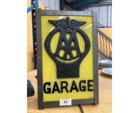 AN AA GARAGE ILLUMINATED LIGHT BOX SIGN 