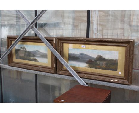 A PAIR OF VINTAGE FRAMED LAKE SCENES 