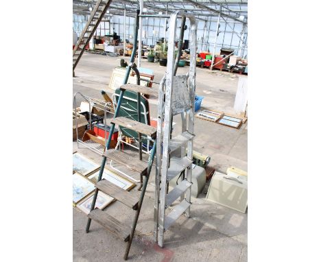 TWO STEP LADDERS TO INCLUDE A FOUR RUNG ALUMINIUM EXAMPLE 