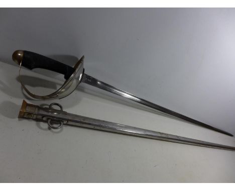 A REPLICA 1908 PATTERN CAVALRY TROOPERS SWORD AND SCABBARD, 89CM BLADE, LENGTH 110CM 