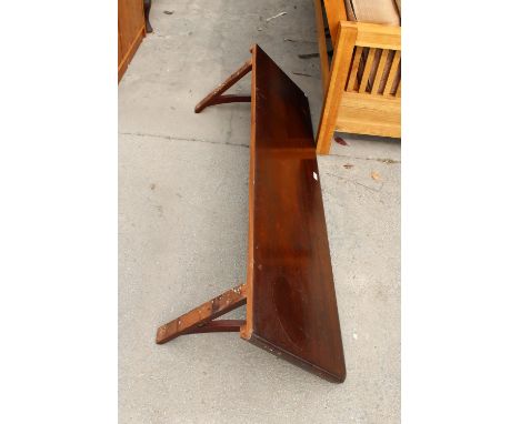 A LARGE MAHOGANY WALL SHELF, 60" X 16" 