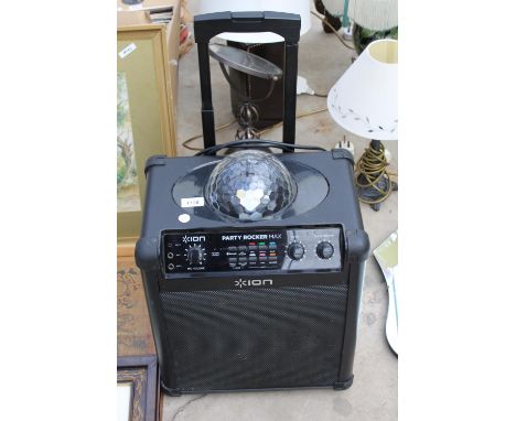 AN ION PARTY ROCKER MAX SPEAKER AND DISCO LIGHT 