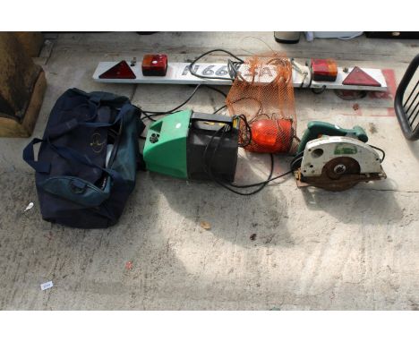 AN ASSORTMENT OF ITEMS TO INCLUDE A RIP SW AND A TRAILER LIGHT BAR 