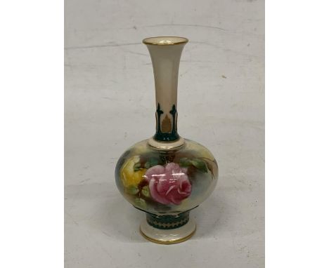 A ROYAL WORCESTER ROSE DESIGN VASE 