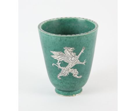 GUSTAVSBERG ARGENTO, SWEDEN, vase, decorated with a rampant griffon, signed to the base, model no. 978, 15cm highCondition Re