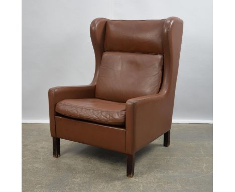 BORGE MOGENSEN (DANISH, 1914-1972) FOR STOUBY, a leather wing back armchair, 102cm high x 68cm wide x 83cm deepCondition Repo