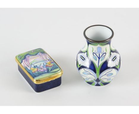 RACHEL BISHOP (BRITISH, b.1969) FOR MOORCROFT, Elysium designed collectors' club enamel box 2001 - 2002. Length 6cm x 4cm. Im