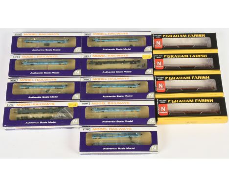 Dapol &amp; Graham Farish N Gauge "Megafret" &amp; Carflat wagons. To include NB-076A, B, C &amp; other "Megafret" container 