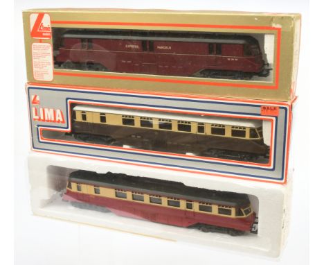 Lima OO Group of GWR Railcars - Two Passenger cars 'No.22', 'W22' and One 'Express Parcels'. Conditions: Generally Good Plus 
