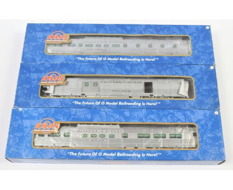 Atlas Master Passenger Series O Gauge "California Zephyr 2-Rail Coaches. Comprising 3009003-1 Baggage Car "Silver Beaver", 30