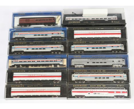Bachmann N Gauge mixed group of Rolling Stock to include Ref 5652 85ft Full Domed Passenger Coach "Auto Train", Ref 53-1041-1