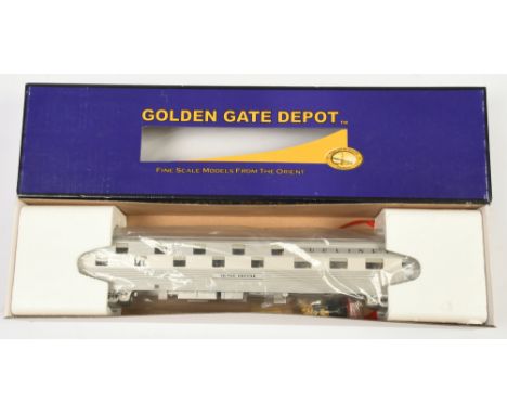 Golden Gate Depot O Gauge Burlington Pullman "Silver Repose" 2-Rail Budd Slumber Coach. Fitted with interior detail, passenge